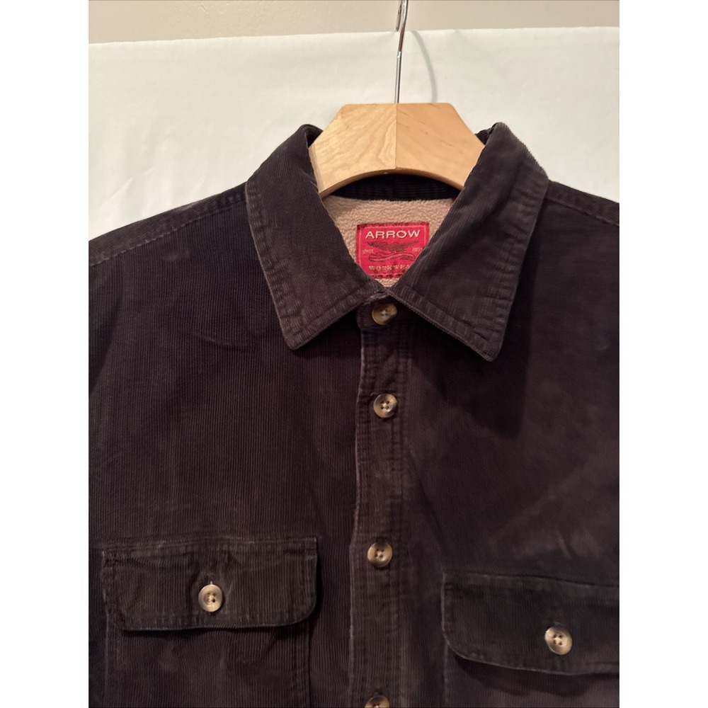 Men Chore Coat LG Outdoor Utility Warm Brown Corduroy Fleece Lined Shacket